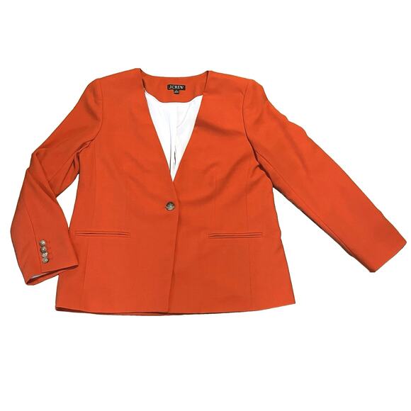 J.CREW Alfie oversized blazer bright orange 14 plus sized colorful career work - Picture 2 of 10